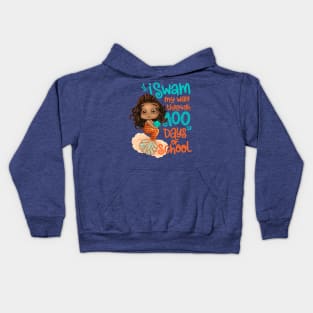 Black Mermaid I Swam My Way Through 100 Days Of School Kids Hoodie